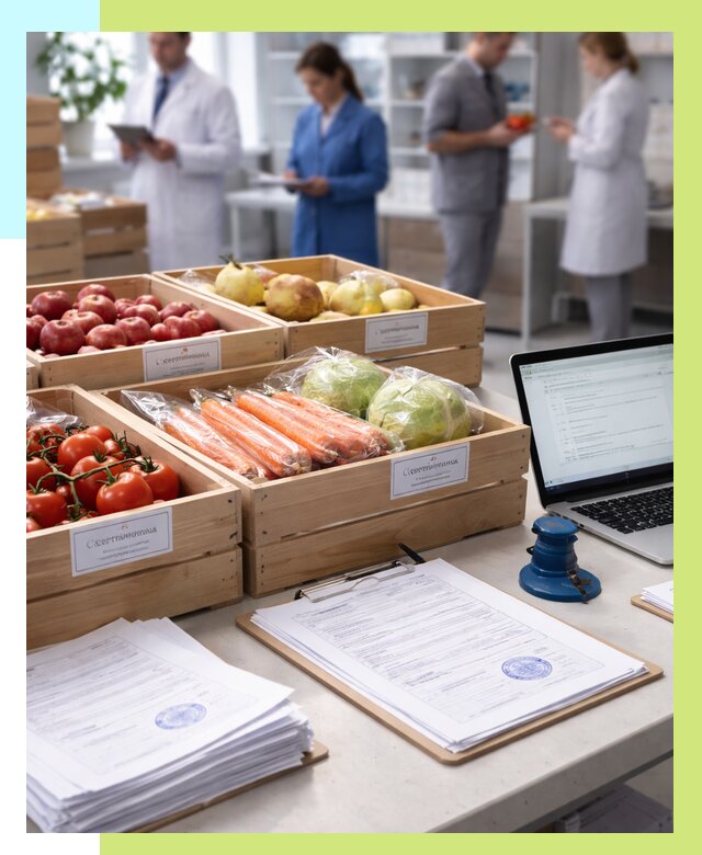 Сертификация овощей и фруктов в Луге от 8764 р. | Алешин-Лга