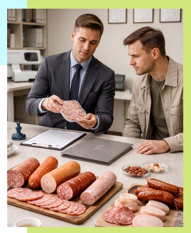 Сертификация колбасных изделий в Луге от 7733 р. | Алешин-Лга