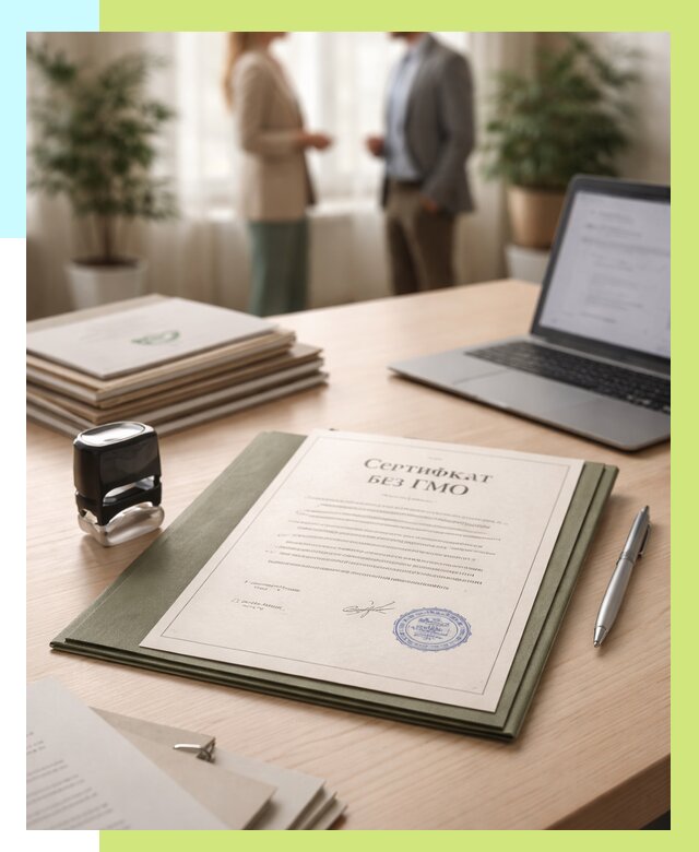 Сертификат без ГМО в Луге от 7733 р. оформить срочно Алешин-Лга